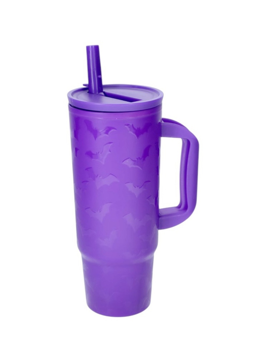 Halloween Theme Tumbler With Straw - Purple Bats